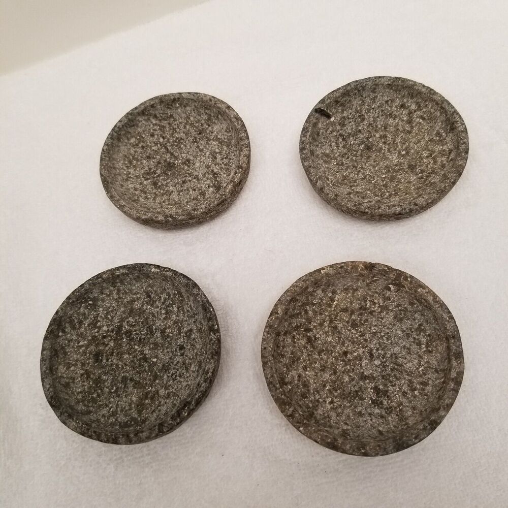 Riverstone side 4- small dishes 3" wide less than 1" tall for grinding stuff in